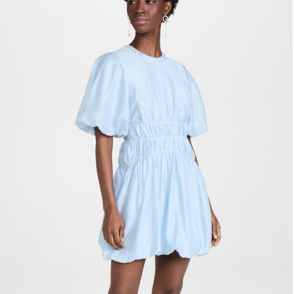 Jonathan Simkhai Echo Pleated Organdy Bubble Hem Mini Dress 2